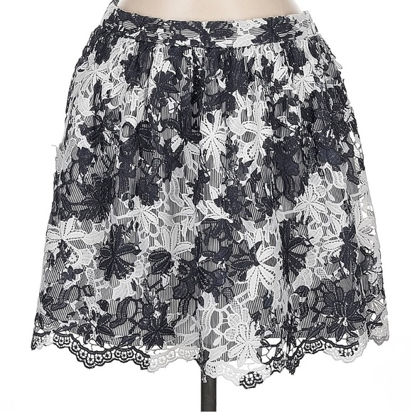 Thakoon Addition Navy & White Lace Floral Print Mini Skirt Size 6 Small S - Picture 6 of 6